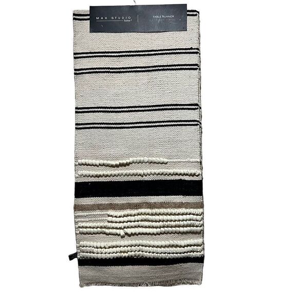 Max studio Table Runner Neutral Nautical striped home decor - Picture 1 of 4